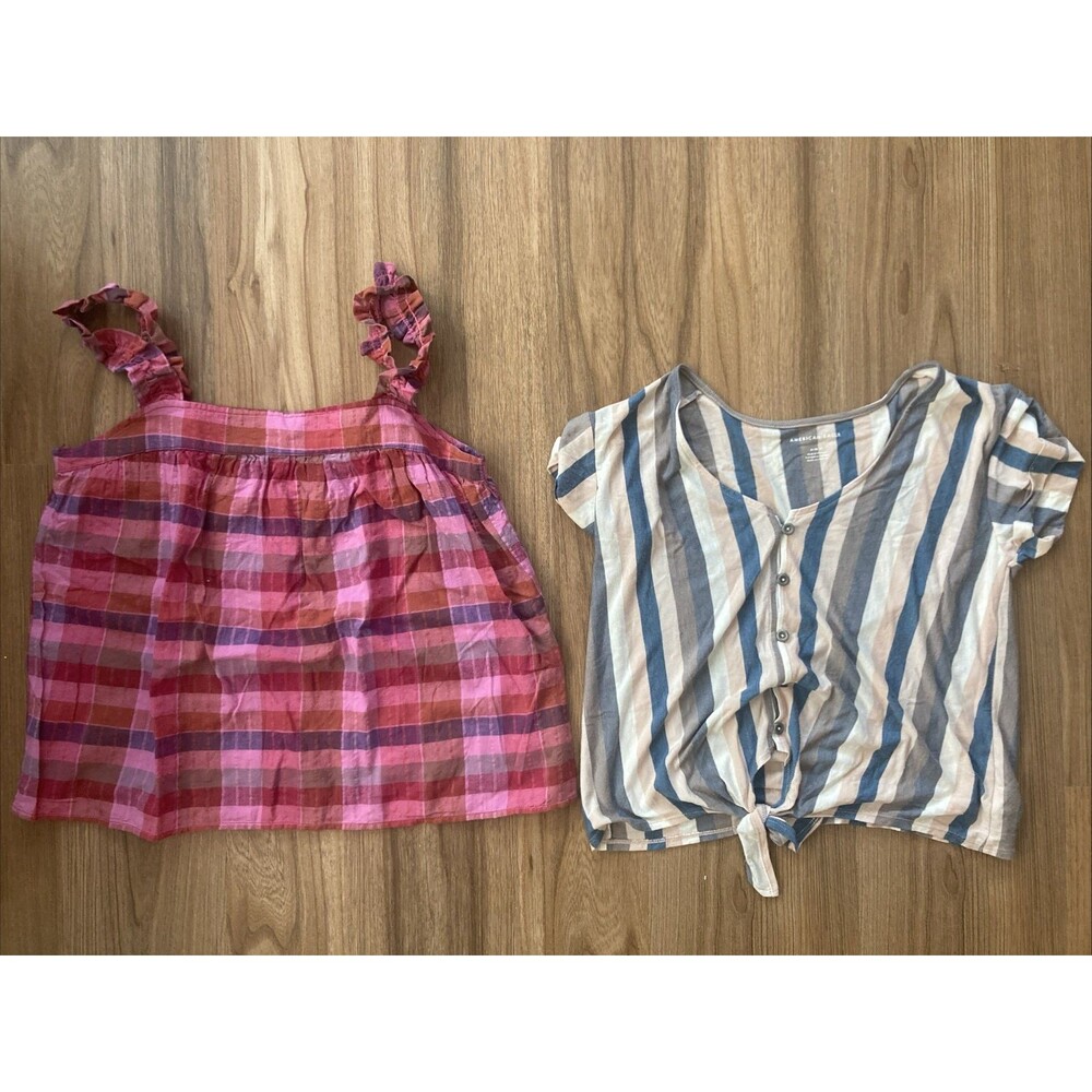American Eagle / Isaac Mizrahi Set of 2 Women's Shirts (Sz M) Striped Sleeveless